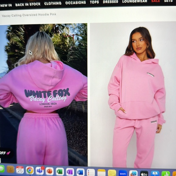 White Fox Vacay Calling Oversized Hoodie in Pink - Picture 3 of 3